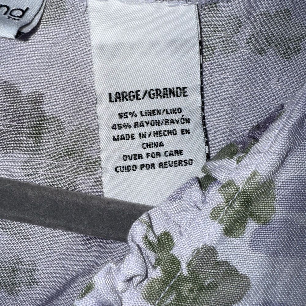 Kathy Ireland Floral Linen Vintage Shift Purple Midi V Neck Deadstock dress Larg - Picture 5 of 7